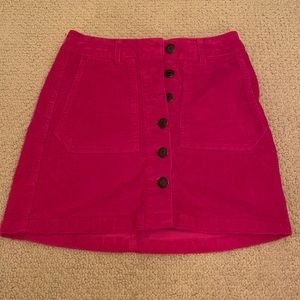 bright pink corduroy skirt